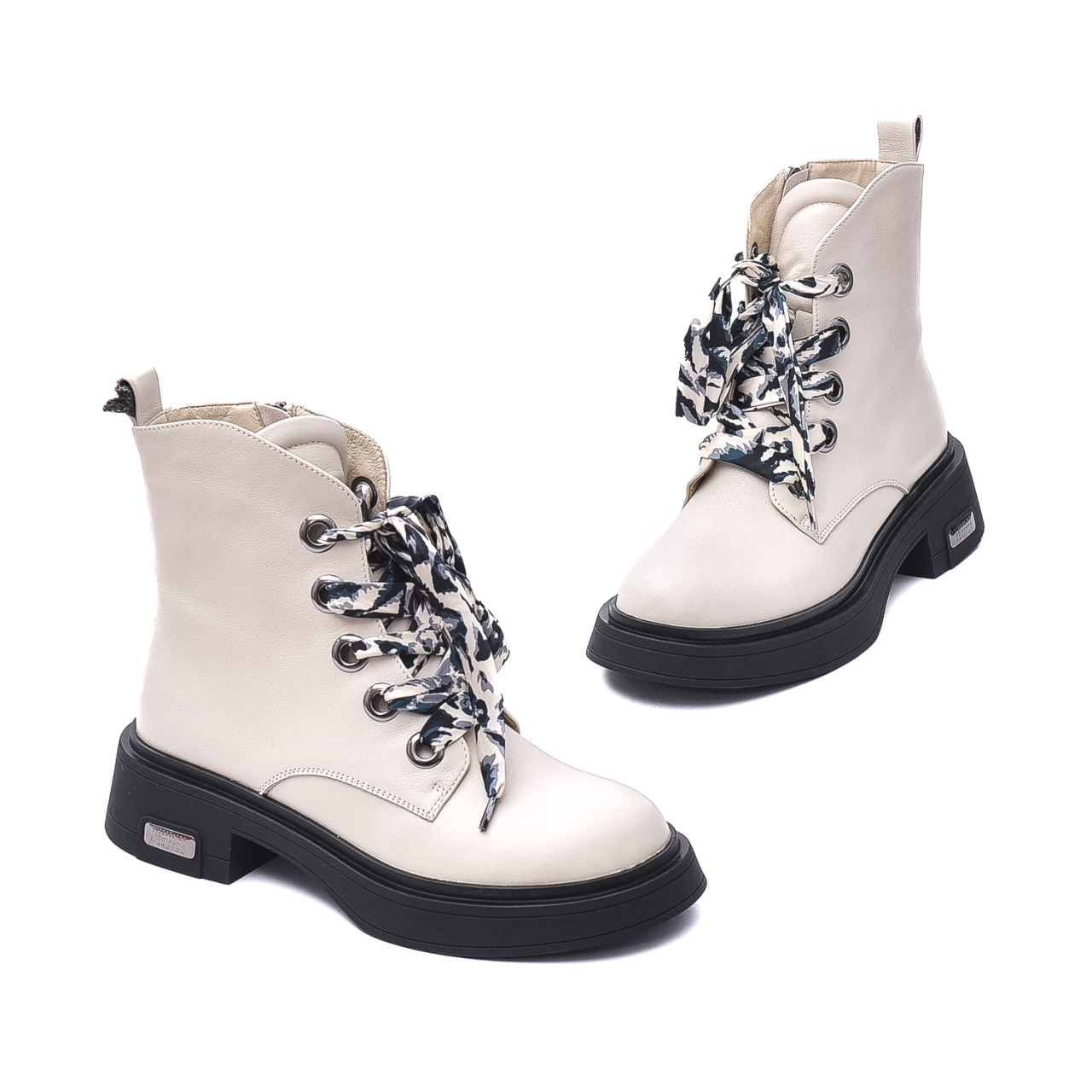 Botine dama, piele naturala, HMHM50001B 03-N, alb - imagine 2