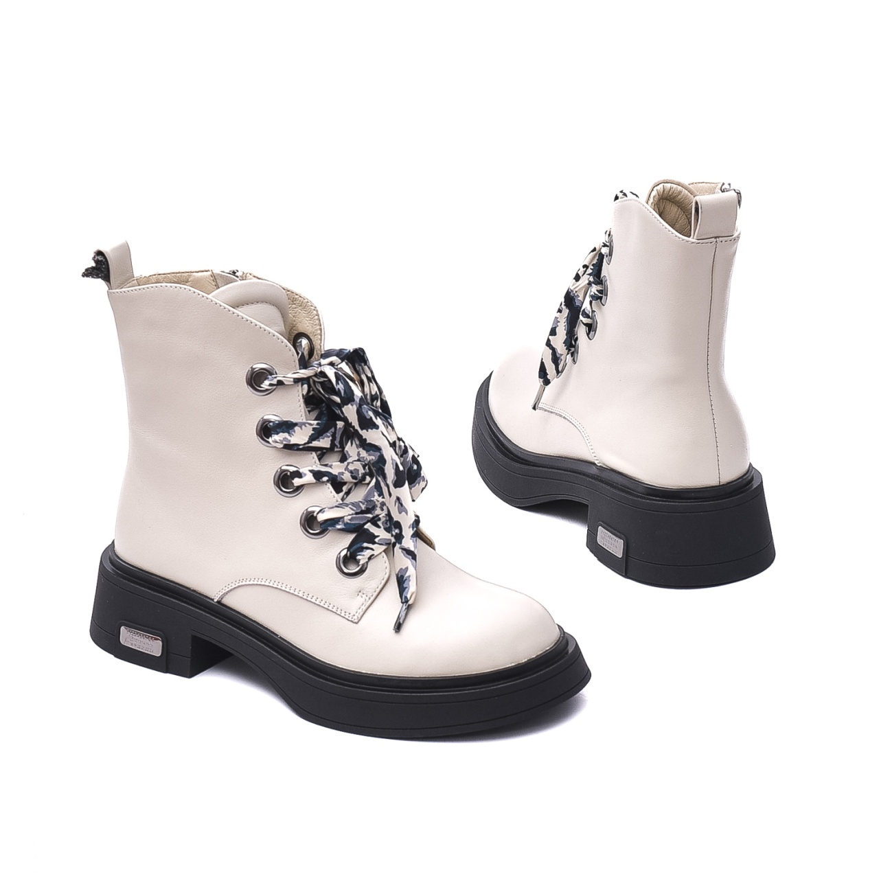 Botine dama, piele naturala, HMHM50001B 03-N, alb - imagine 6