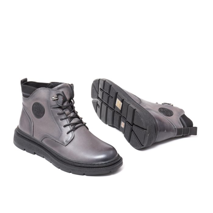Ghete barbati piele, E6E630001B 14-N, gri - imagine 5