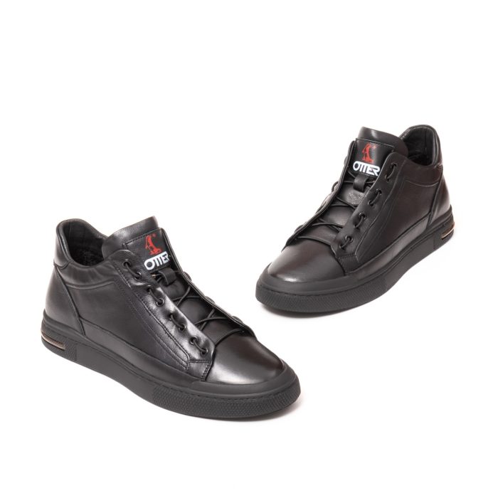 Sneakers barbati piele, 7CCJ30014B 01-N, Negru - imagine 2