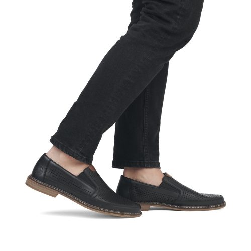 Pantofi Bărbați Rieker 13459-00 Negru – Piele Naturală Perforată