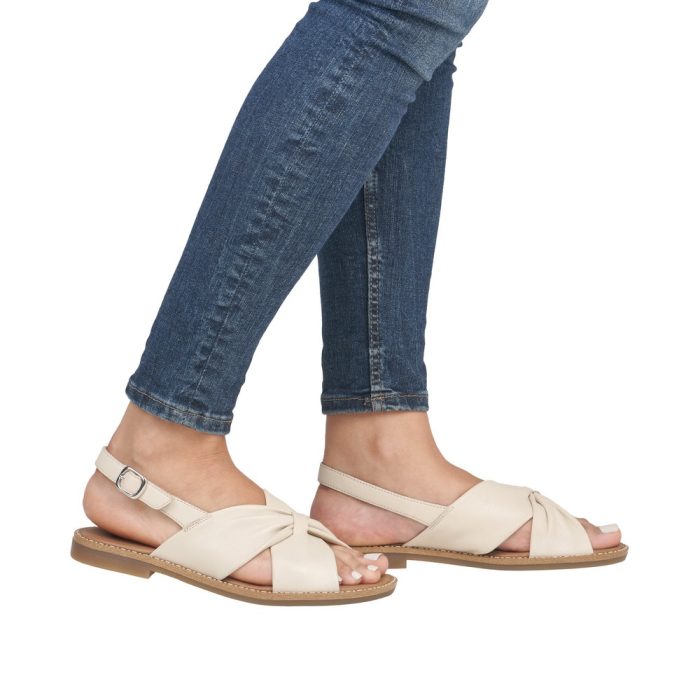 Sandale dama casual, Remonte D3674-60 din piele naturala, crem