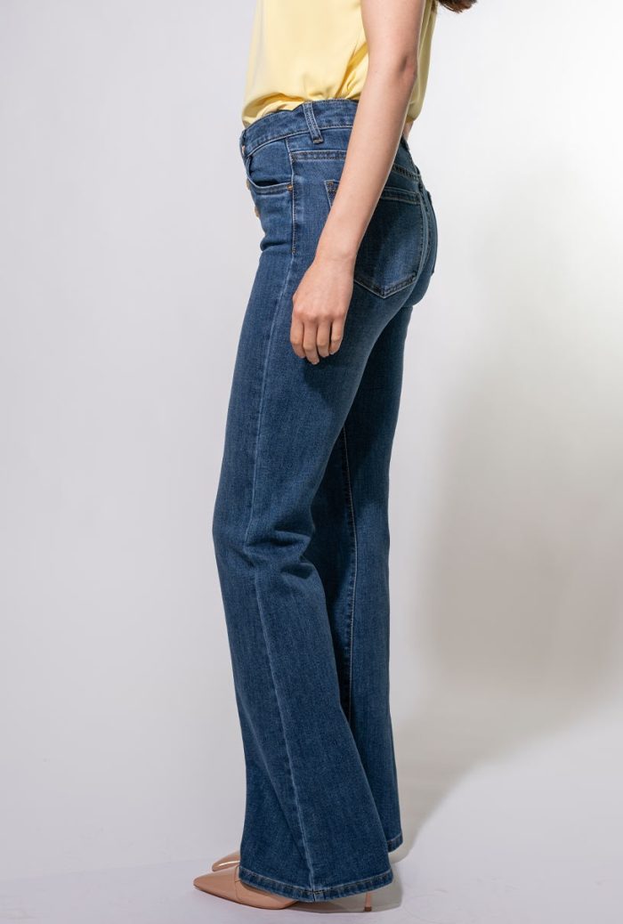 Blugi dama evazati din denim pentru un look atemporal, 25869, Hermosa, albastru - imagine 4