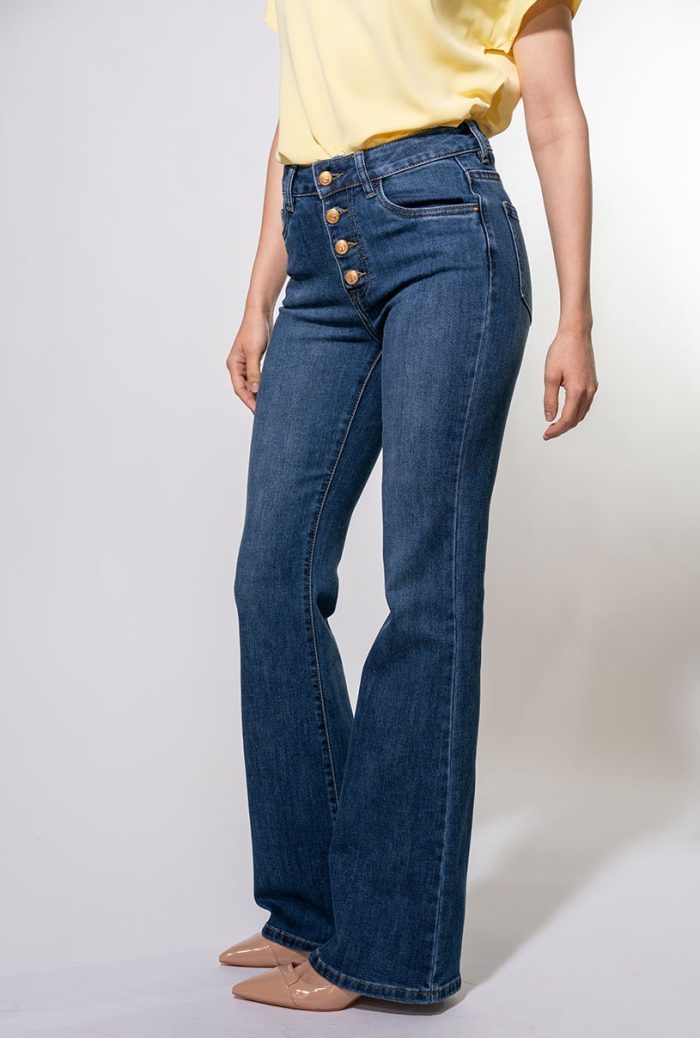 Blugi dama evazati din denim pentru un look atemporal, 25869, Hermosa, albastru - imagine 5