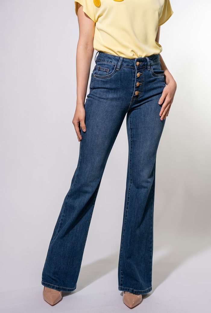 Blugi dama evazati din denim pentru un look atemporal, 25869, Hermosa, albastru - imagine 6