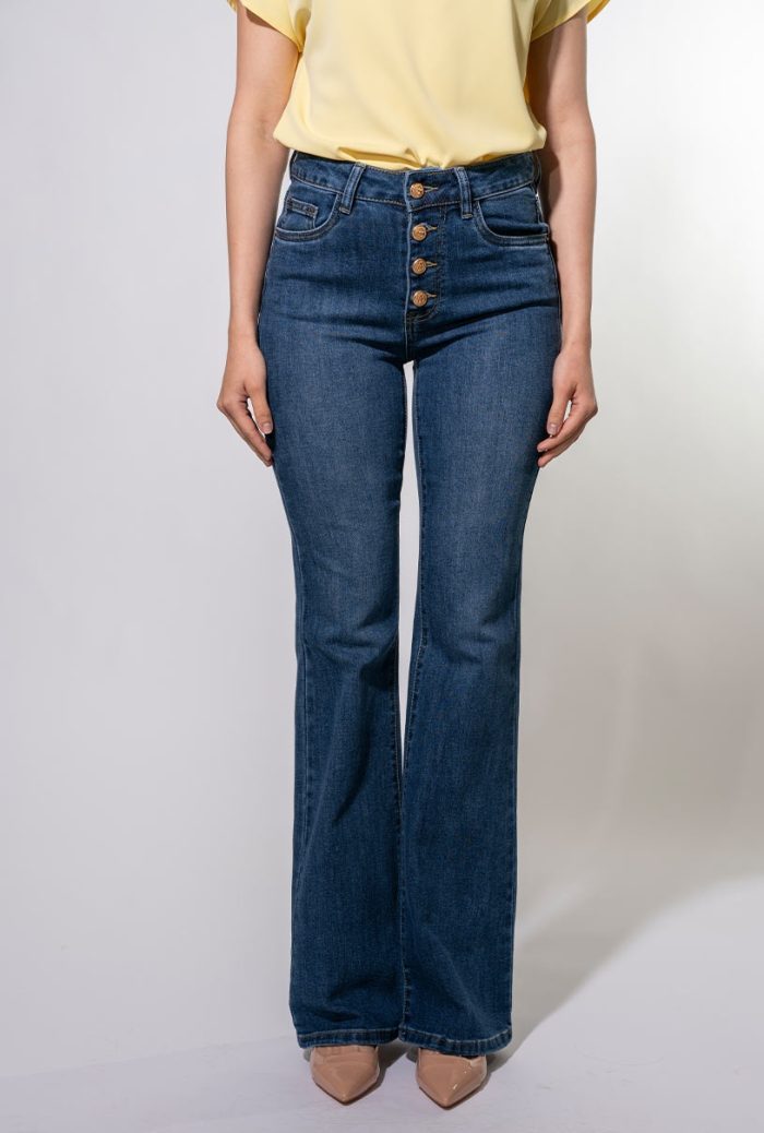 Blugi dama evazati din denim pentru un look atemporal, 25869, Hermosa, albastru - imagine 7