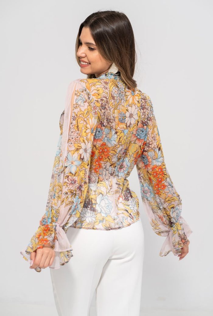 Bluza din sifon gofrat cu imprimeu floral AISHA, Hermosa, multicolor - imagine 6