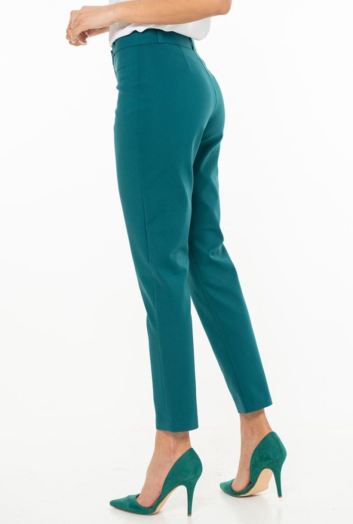 Pantaloni conici din tercot elastic cu densitate mare BECKY, Hermosa, turcoaz - imagine 4