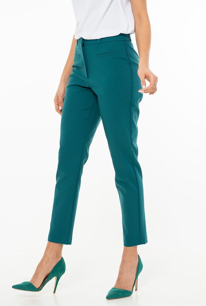 Pantaloni conici din tercot elastic cu densitate mare BECKY, Hermosa, turcoaz - imagine 5