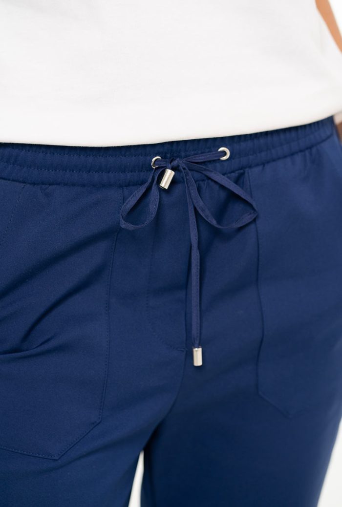 Pantaloni conici din tercot elastic DANETTE, Hermosa, bleumarin - imagine 2