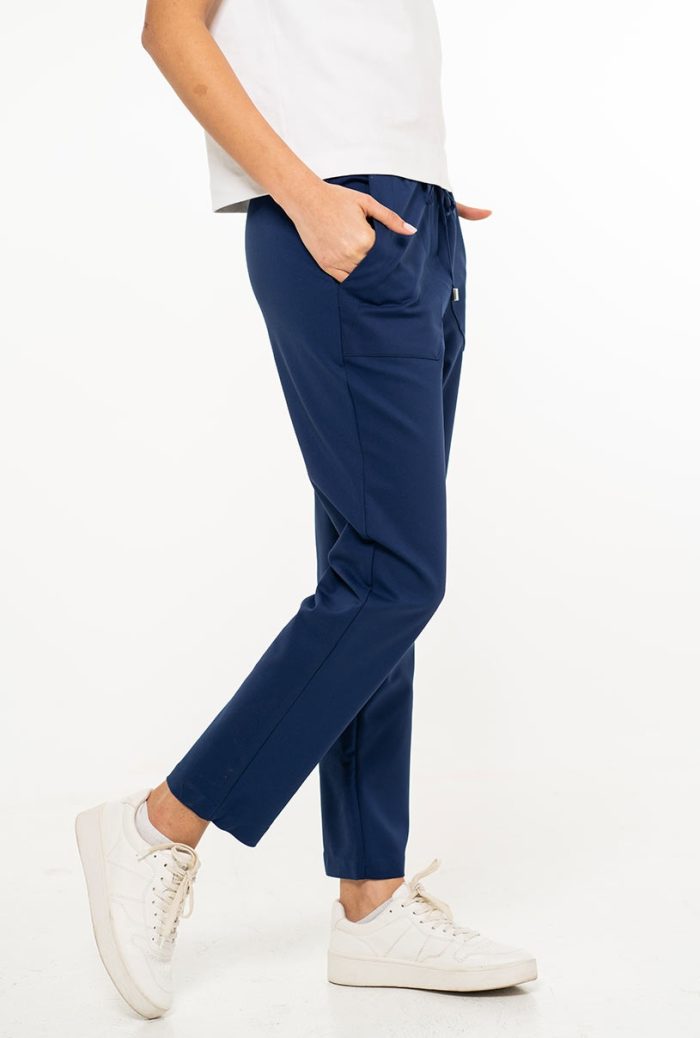 Pantaloni conici din tercot elastic DANETTE, Hermosa, bleumarin - imagine 3