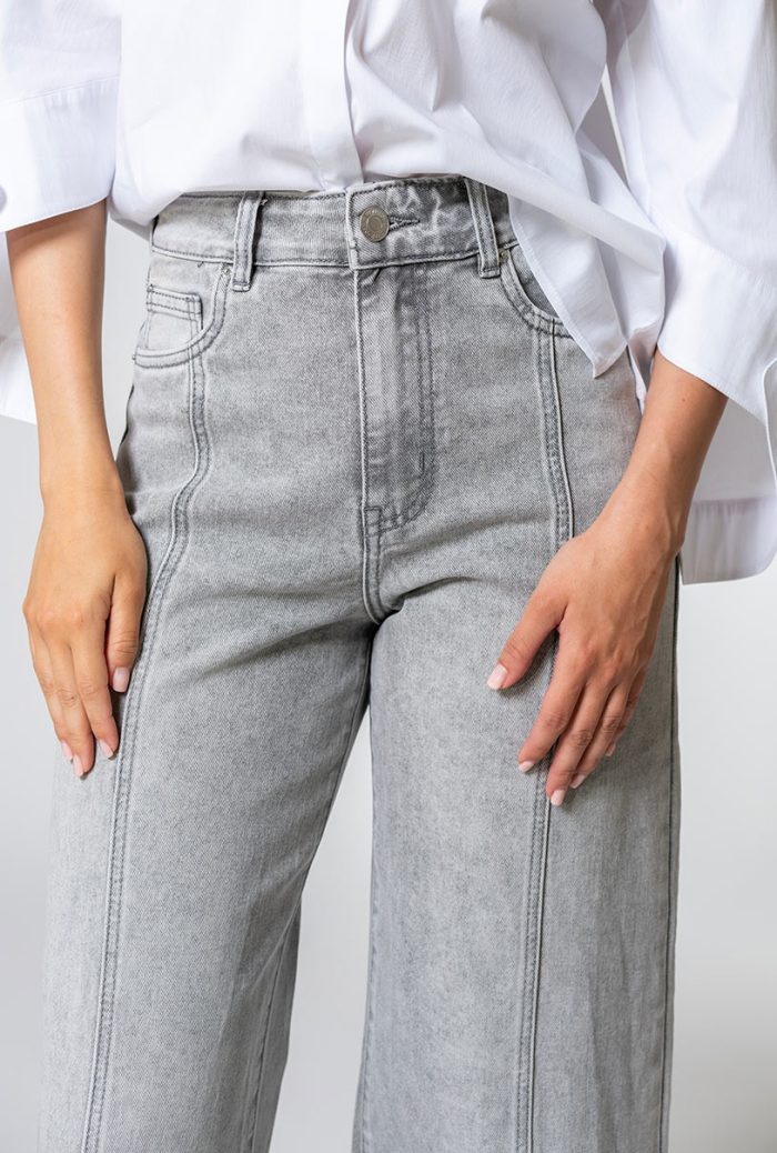 Blugi mom fit din denim 15772, Hermosa, gri - imagine 4