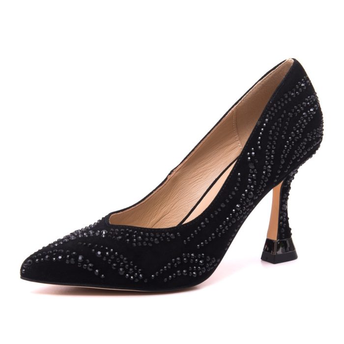 Pantofi stiletto din piele întoarsă, ALMA EN PENA, I250431 SUEDE BLACK