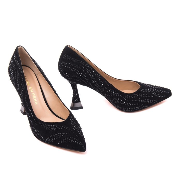 Pantofi stiletto din piele întoarsă, ALMA EN PENA, I250431 SUEDE BLACK - imagine 4