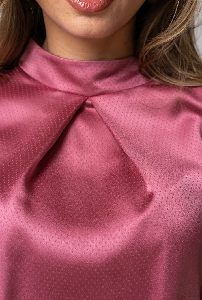 Bluza uni din vascoza cu un croi fluid si rafinat TIFFANY, Hermosa, roz - imagine 4