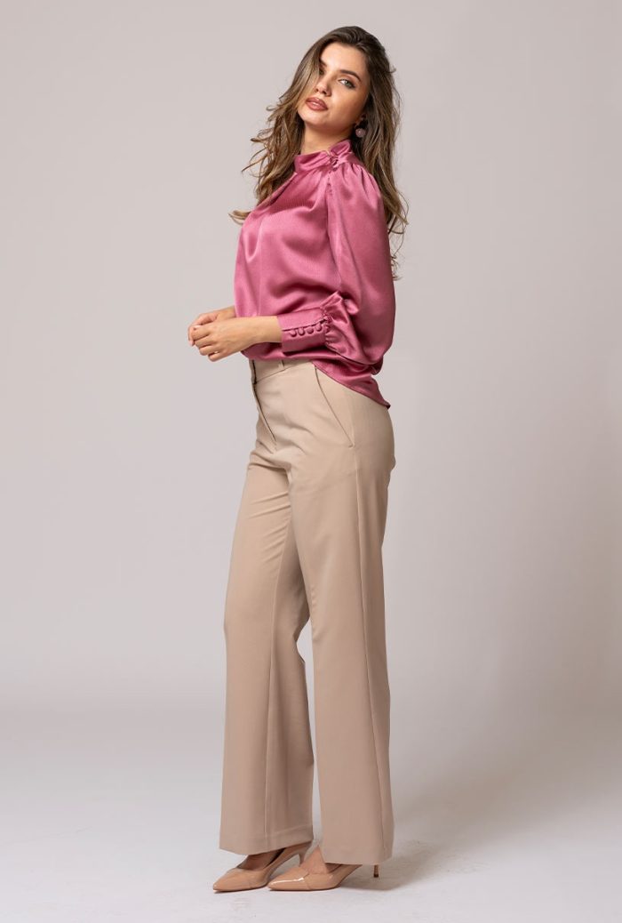 Bluza uni din vascoza cu un croi fluid si rafinat TIFFANY, Hermosa, roz - imagine 6