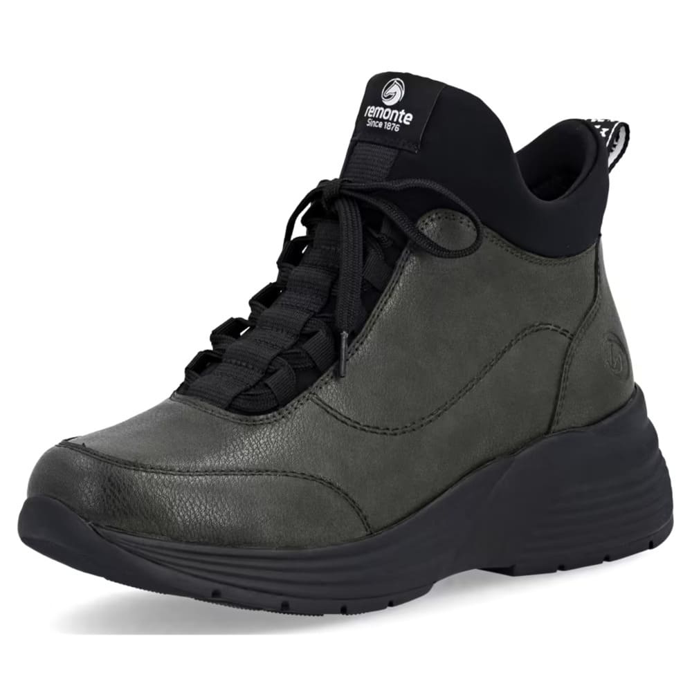 Ghete damă verzi Remonte D6679-52 cu șiret și fermoar, confort termic