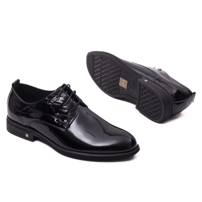 Pantofi barbati din piele naturala lacuita, Otter, E6E640001 01-L, negru - imagine 4