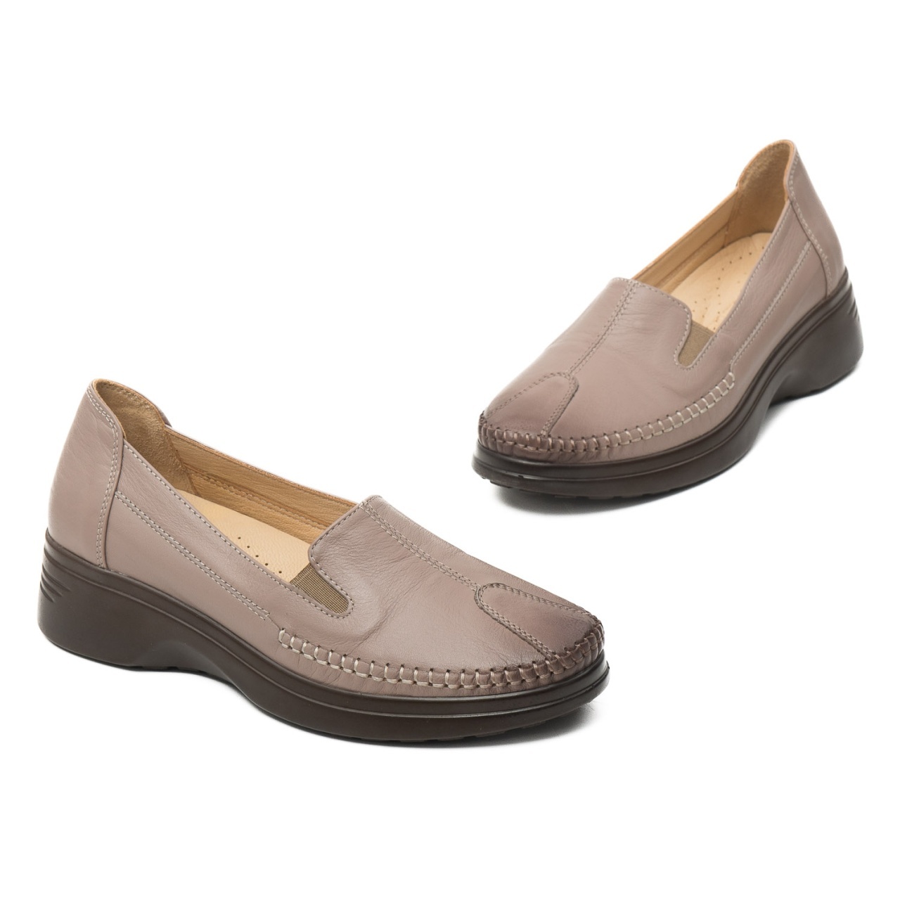 Pantofi dama din piele naturala, BIO.Flex, 134 B, bej - imagine 2