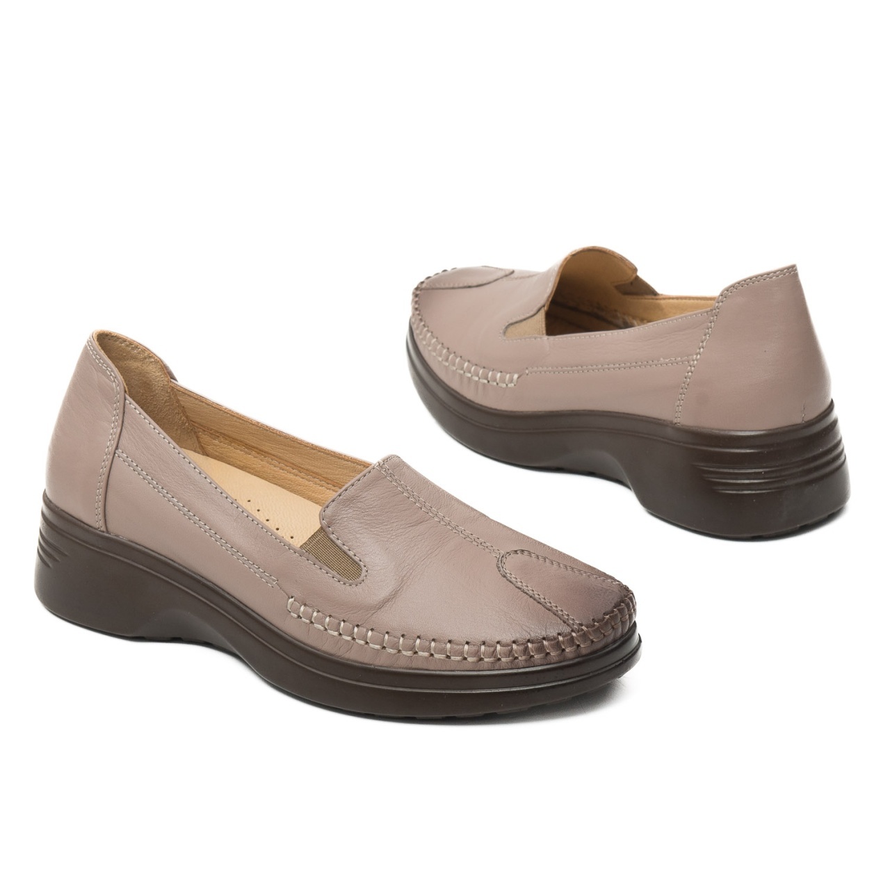 Pantofi dama din piele naturala, BIO.Flex, 134 B, bej - imagine 3