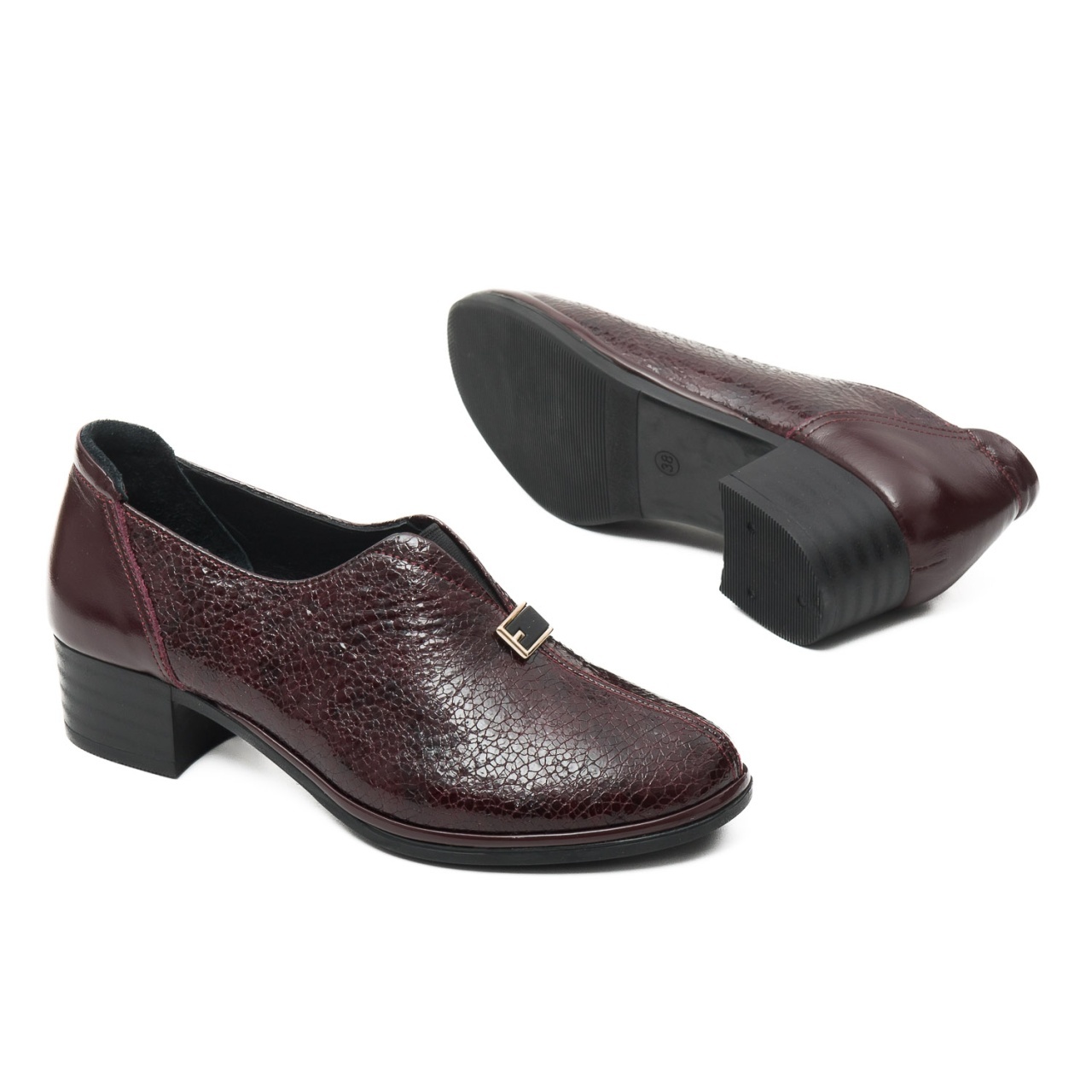Pantofi dama din piele naturala, Dogati, 345 B, bordo - imagine 4