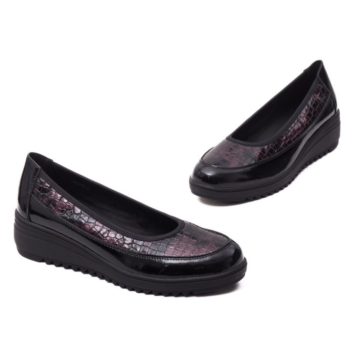 Pantofi dama din piele naturala lacuita, Karisma, V4VA60006B 19-O, bordo - imagine 2