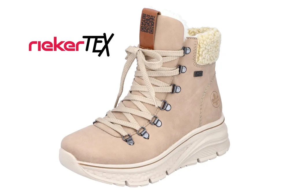 Ghete dama din piele ecologică, Rieker 48034-20, bej - imagine 2