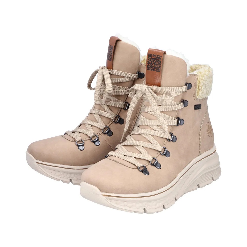 Ghete dama din piele ecologică, Rieker 48034-20, bej - imagine 3