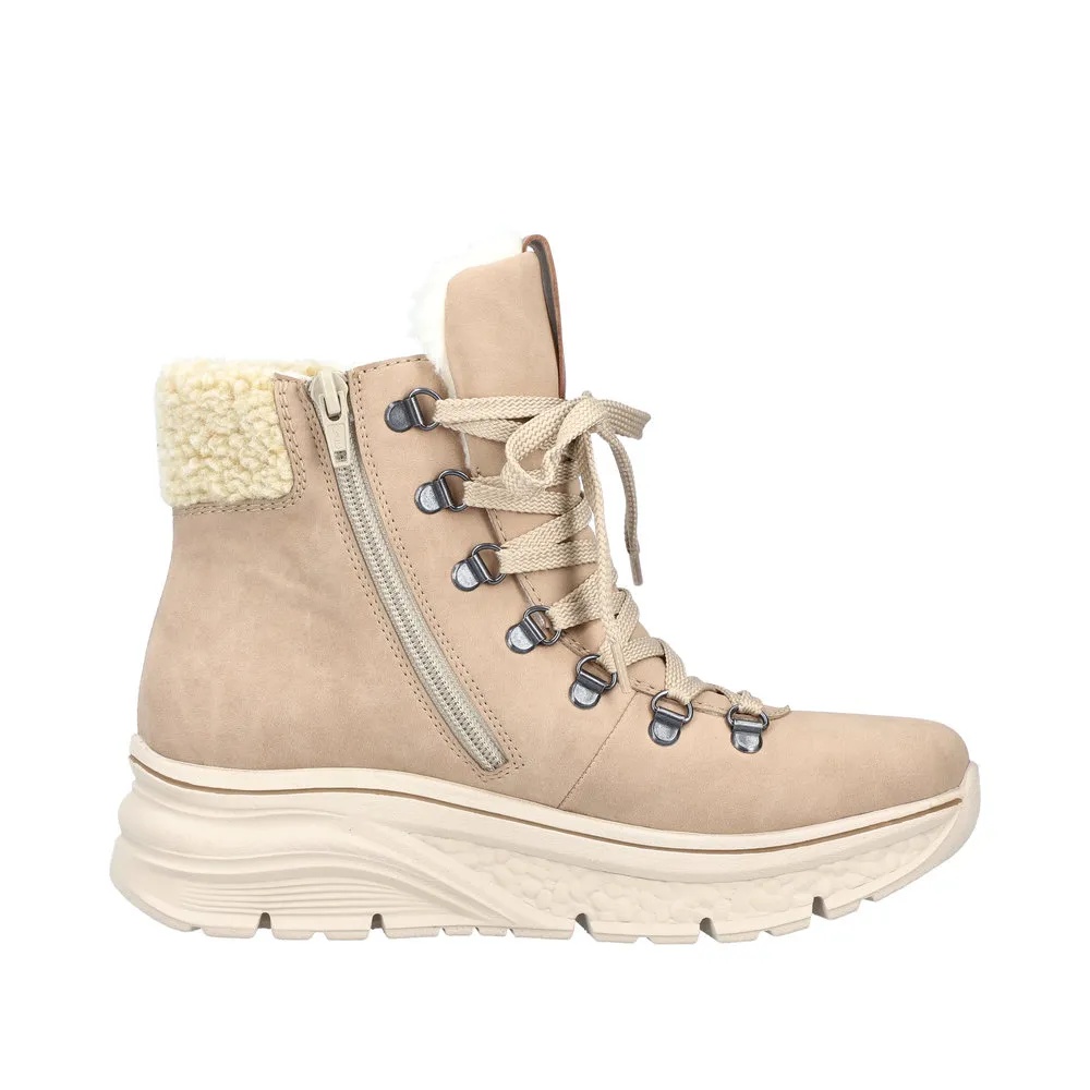 Ghete dama din piele ecologică, Rieker 48034-20, bej - imagine 4