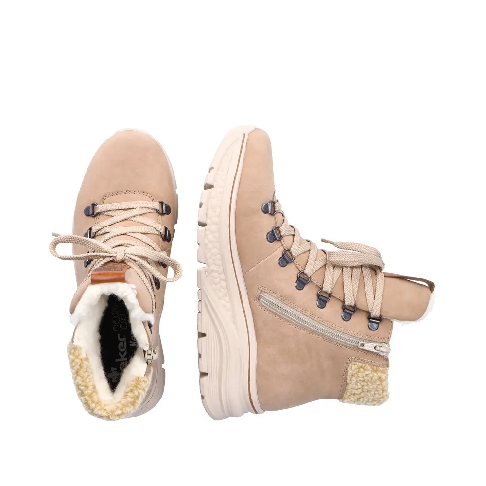 Ghete dama din piele ecologică, Rieker 48034-20, bej - imagine 10