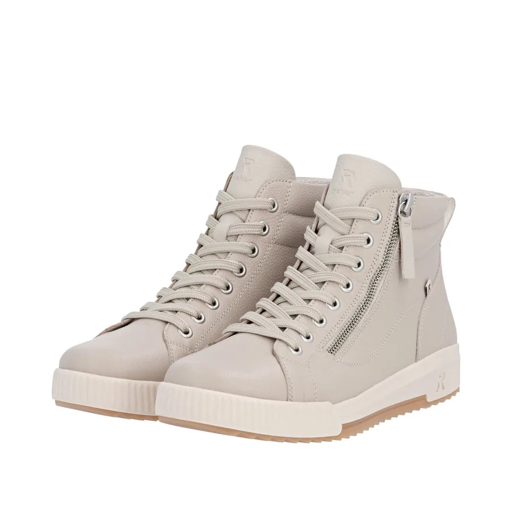 Ghete tip sneakers din piele naturala,W0164-60, bej - imagine 3