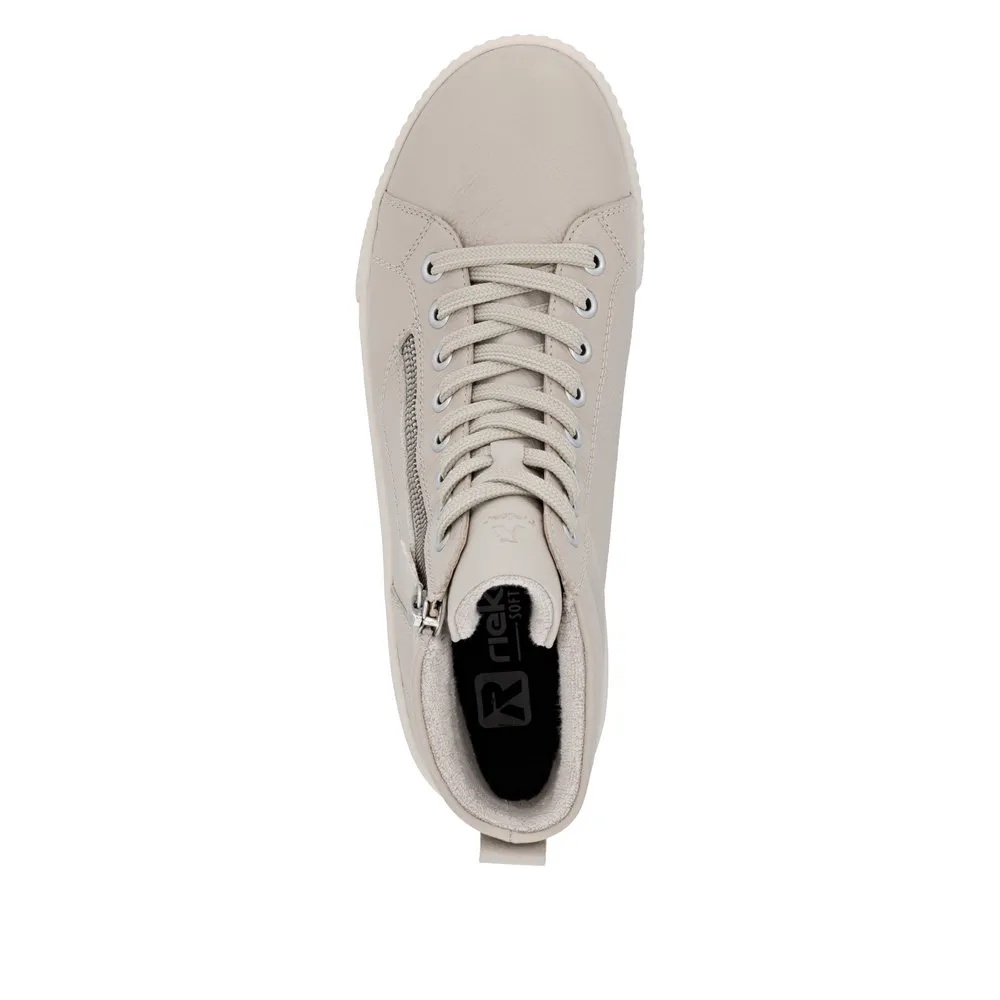 Ghete tip sneakers din piele naturala,W0164-60, bej - imagine 8