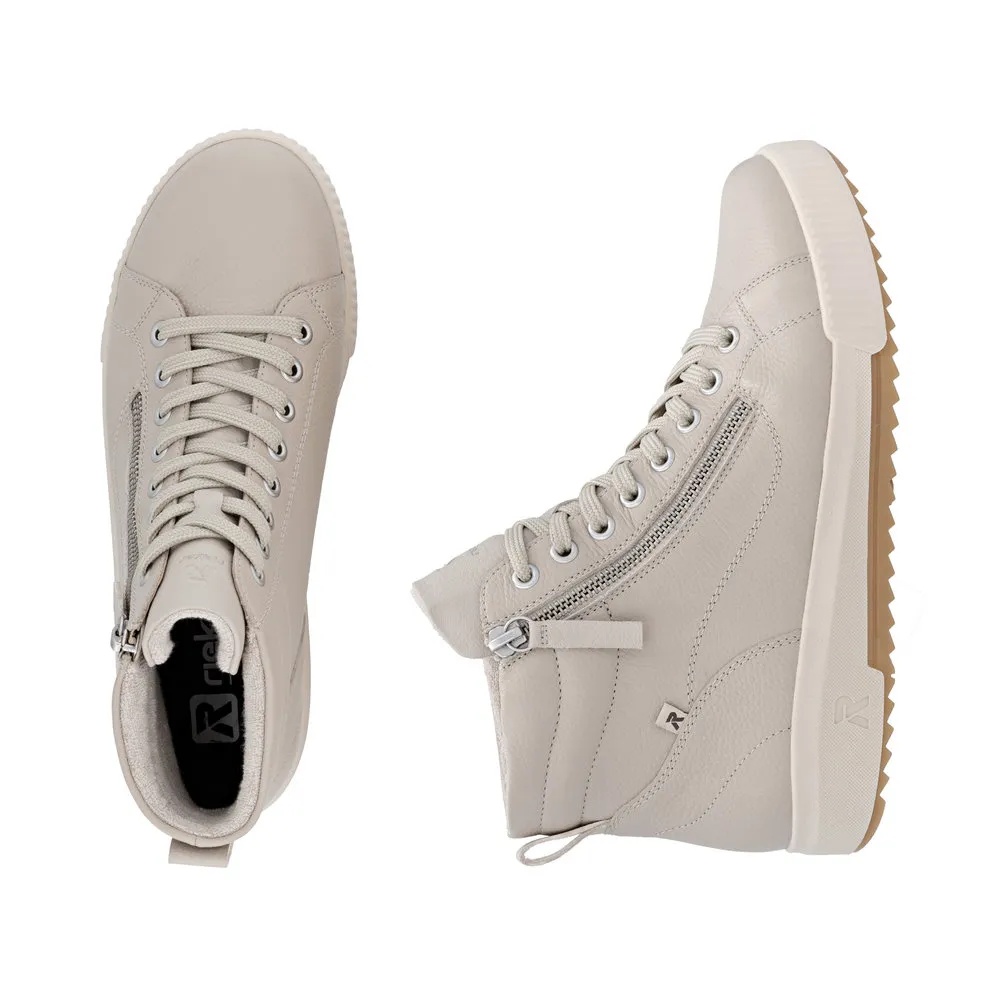 Ghete tip sneakers din piele naturala,W0164-60, bej - imagine 9