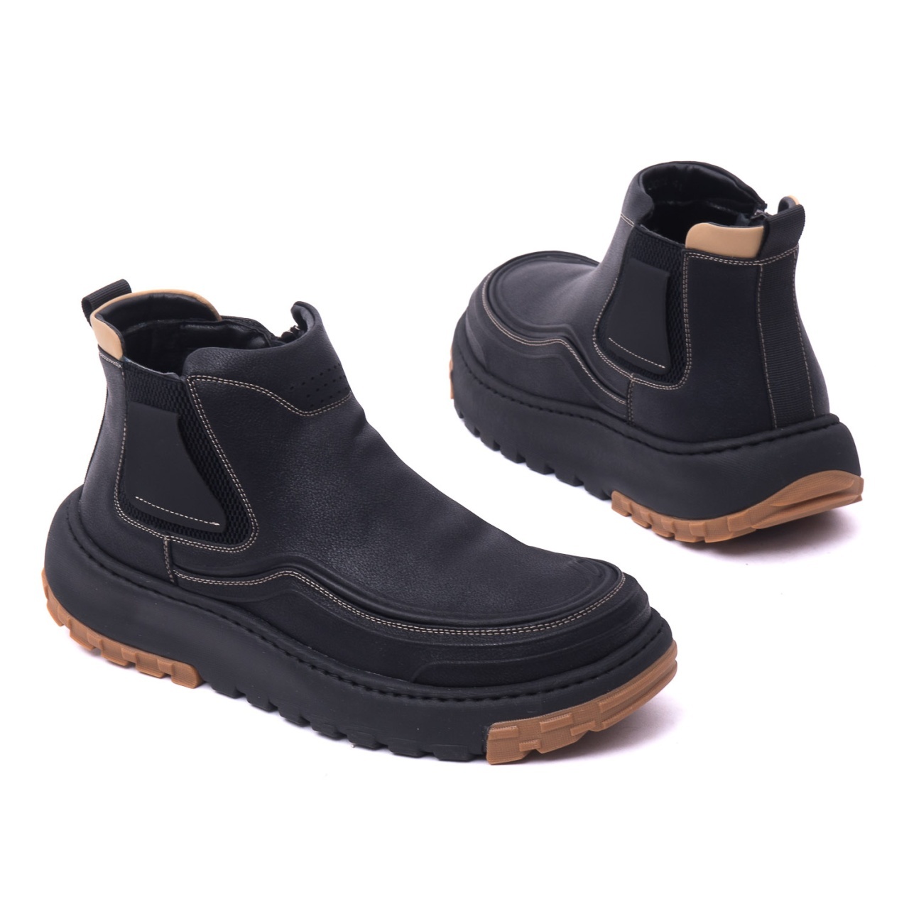 Ghete barbati din piele naturala, Otter, 7FSN70002A 01-N, negru - imagine 3