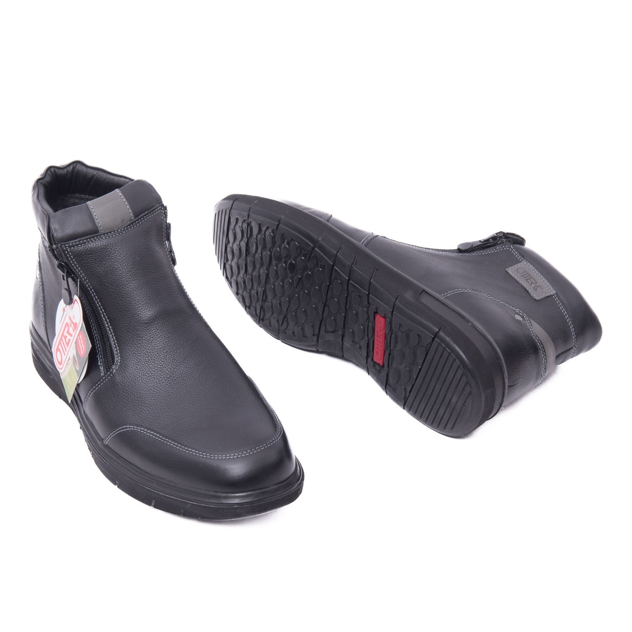 Ghete barbati din piele naturala, Otter OT2805-8 01-N, negru - imagine 3