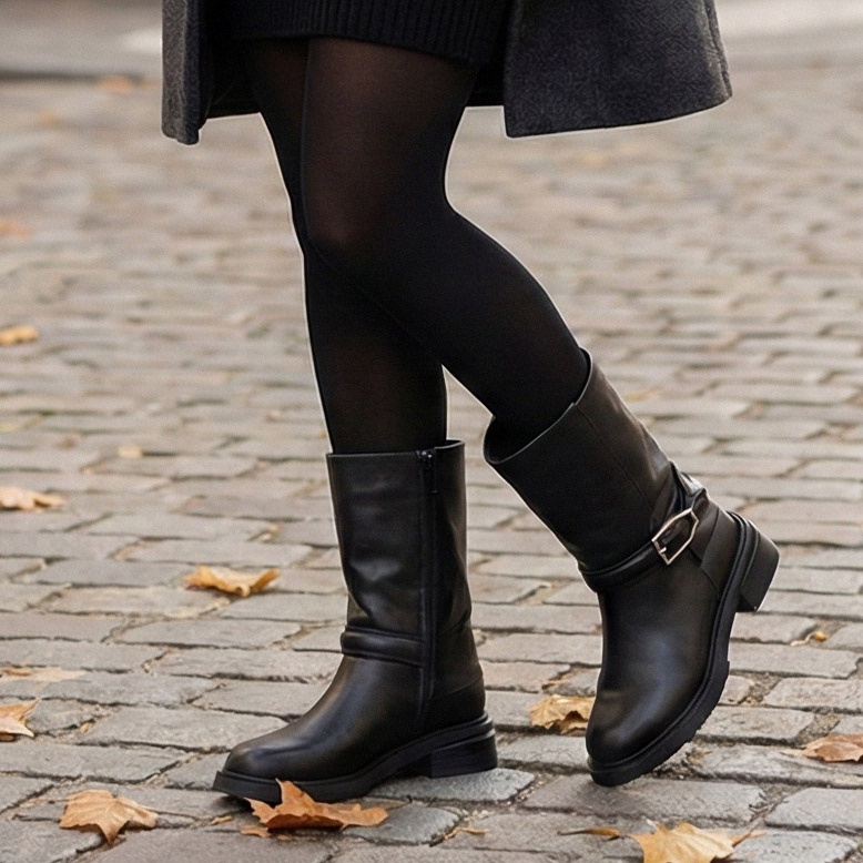 Ghete dama din piele naturala, Karisma, V724A494H-61B-N809 01-N, negru - imagine 2