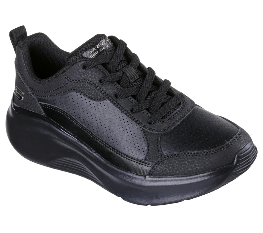Pantofi sport damă Skechers BOBS B Love – Classic Joy 117462-BBK, negri, piele ecologică, cu Memory Foam